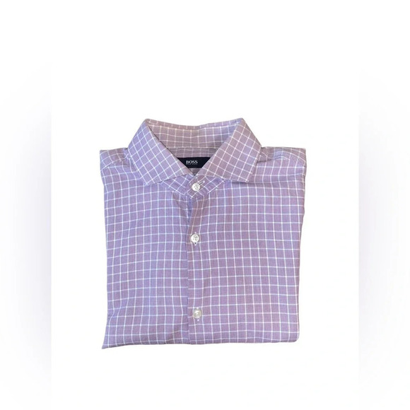 Hugo Boss Men's Slim Fit Plaid Long Sleeve Dress Shirt - Picture 2 of 10